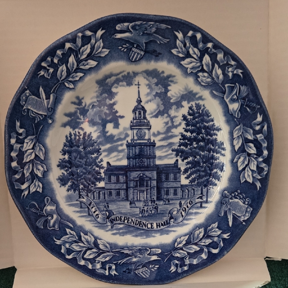 Blue Independence Hall Bicentennial Decorative Plate